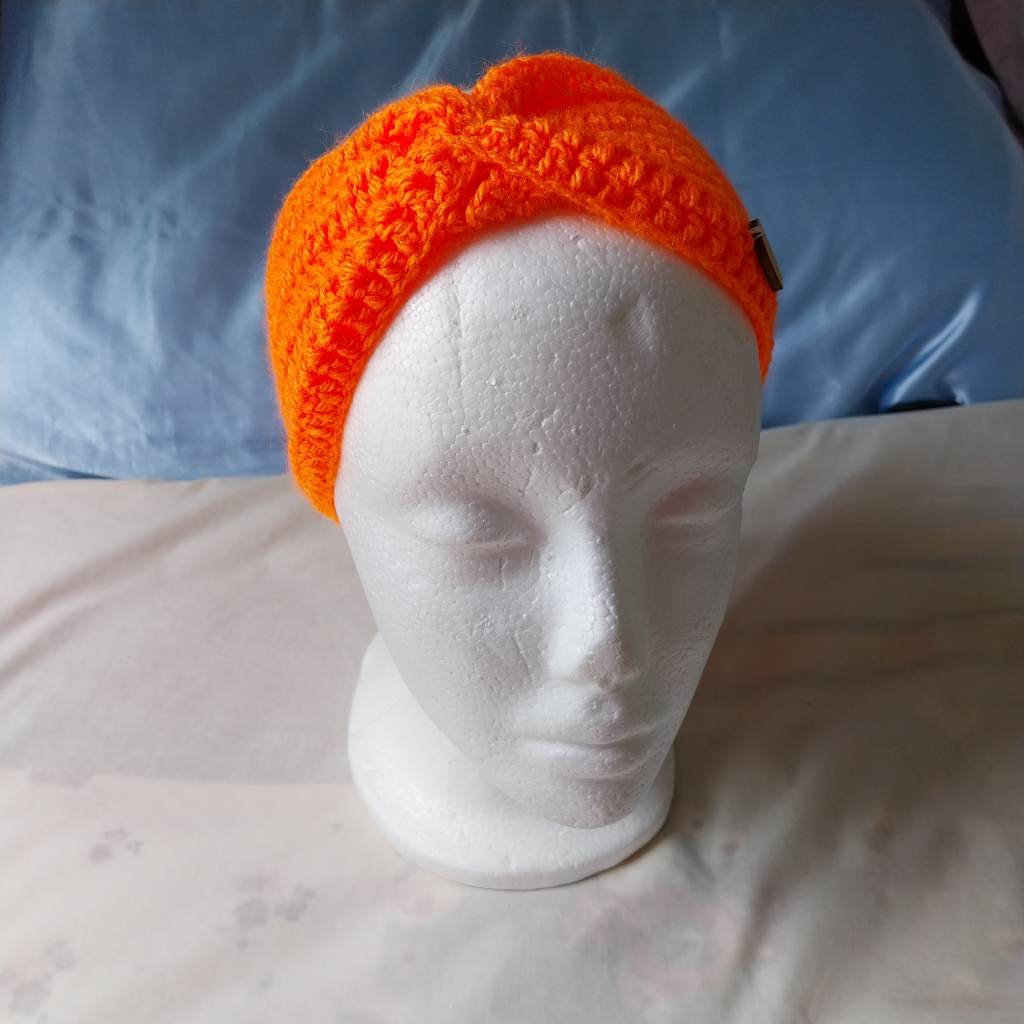 Handmade crochet bandana orange coloured