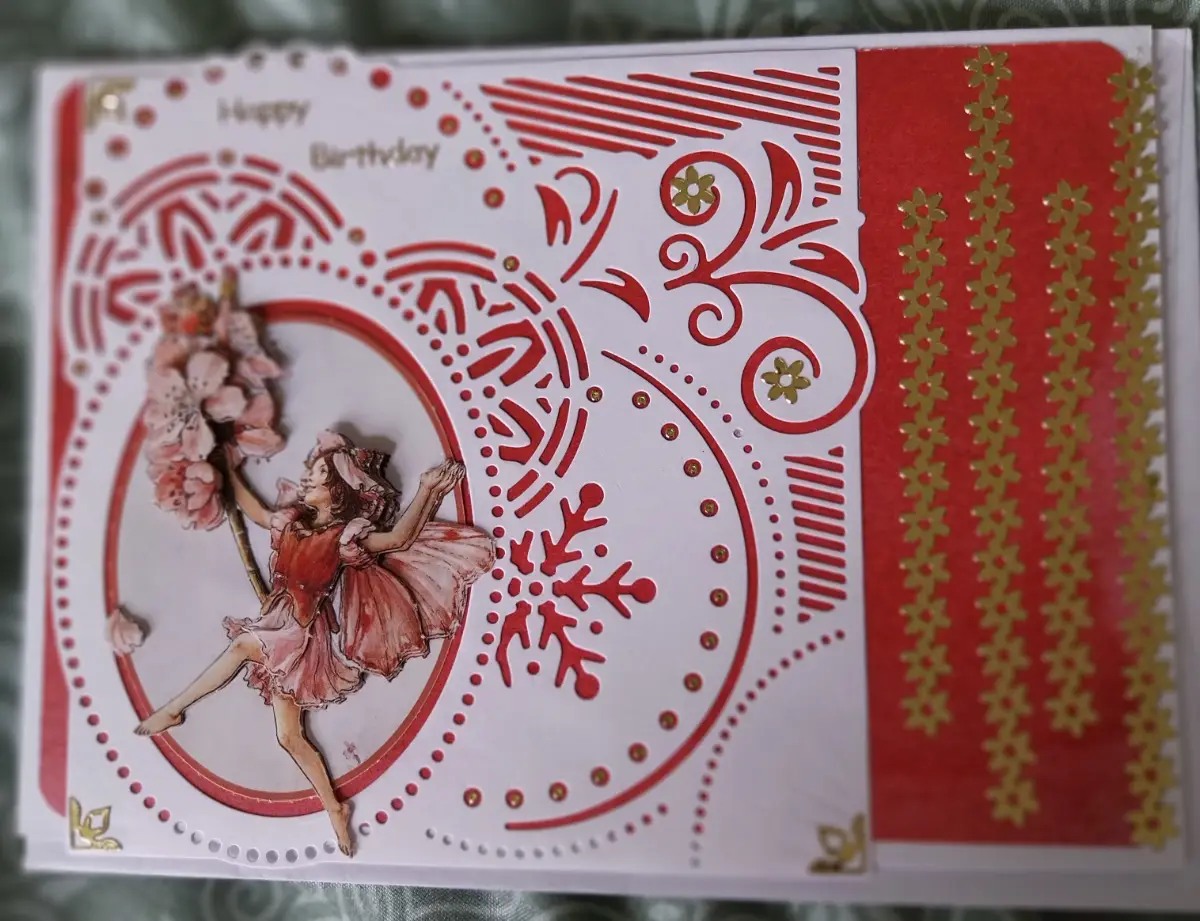 Handmade Birthday card flower fairy