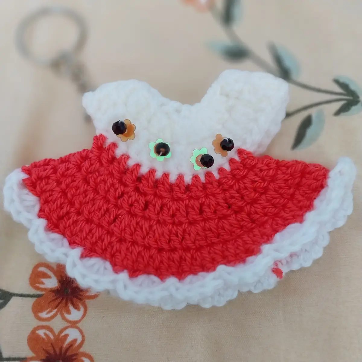 Crochet dress key charm key ring