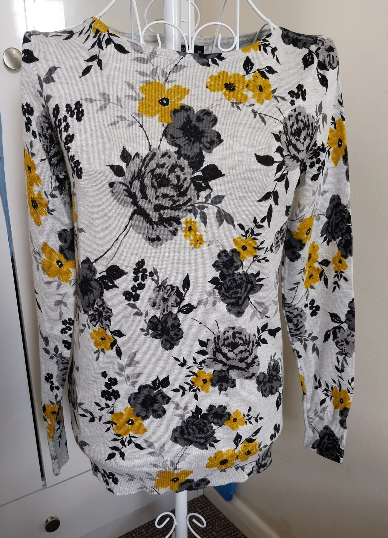 Grey and yellow floral jumper