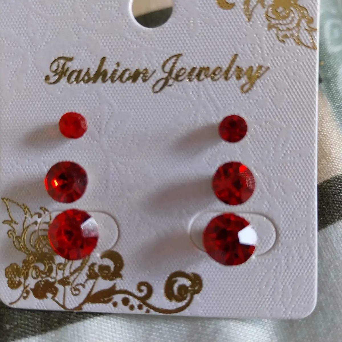 Set of 3 red coloured post back earrings