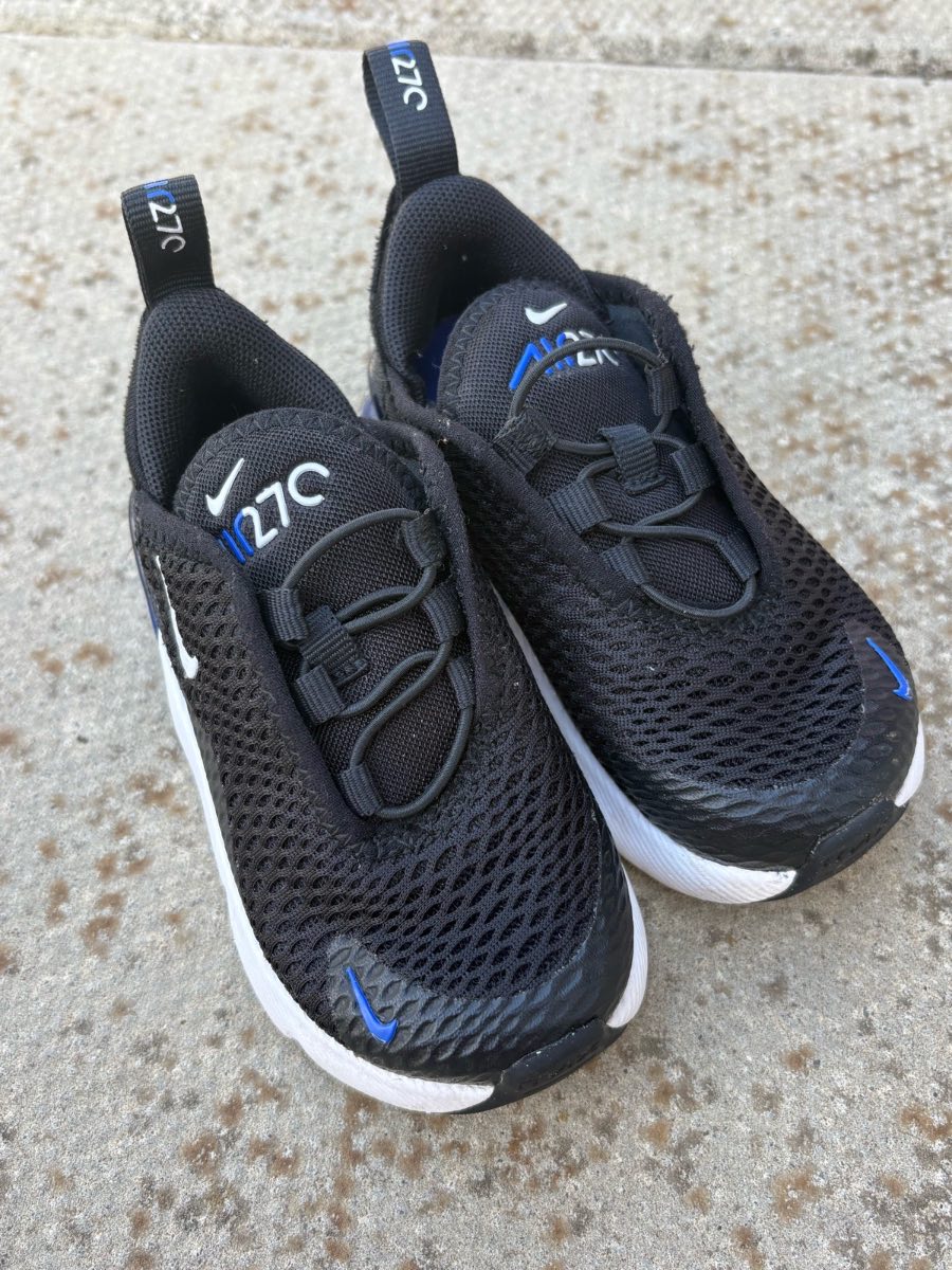 Nike Air Max 270 Kids Trainers UK 5.5 EU22 Black Blue Slip On Trainers HF0098-001