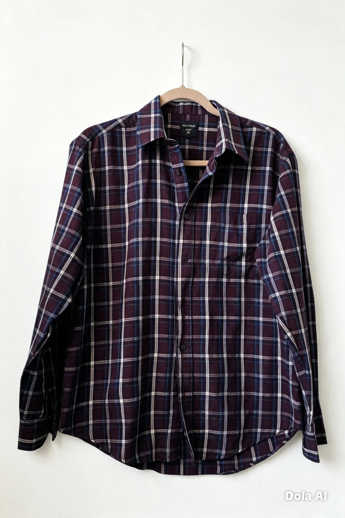 James Pringle Burgundy & Navy Check Shirt | Size M