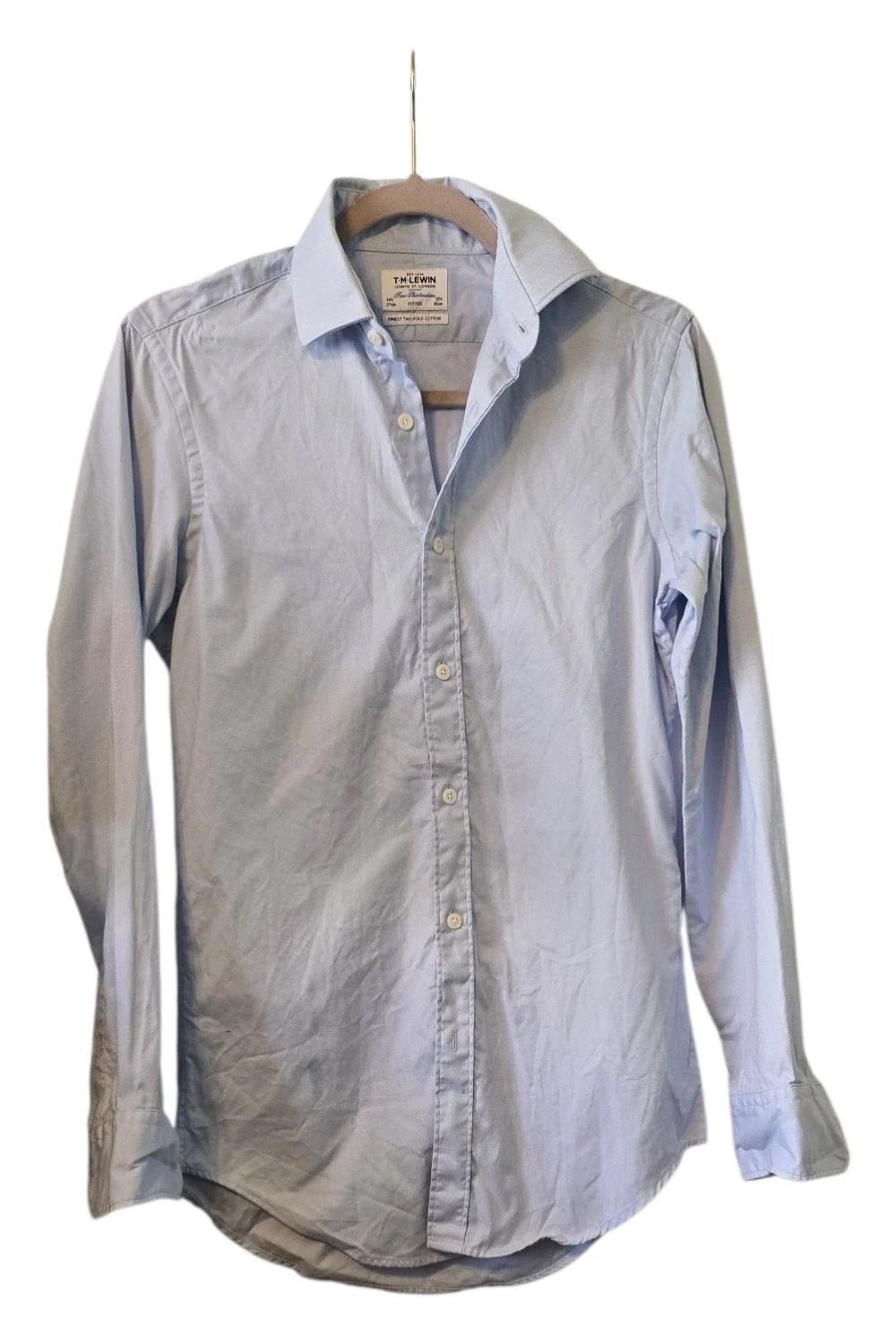 T.M.Lewin Light Blue Oxford Shirt | 15.5" Collar — Fitted — Twofold Cotton
