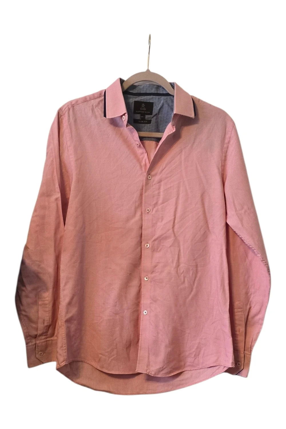 Cotton Rich Pink Slim Fit Shirt.