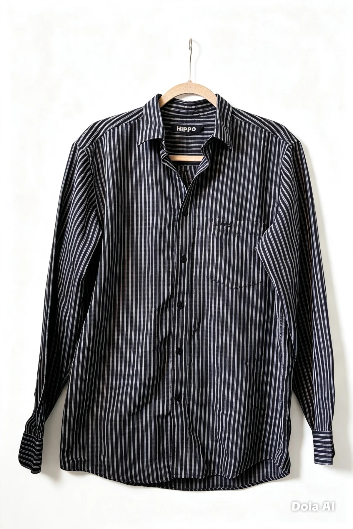 Hippo Black & Grey Vertical Stripe Shirt | Size M