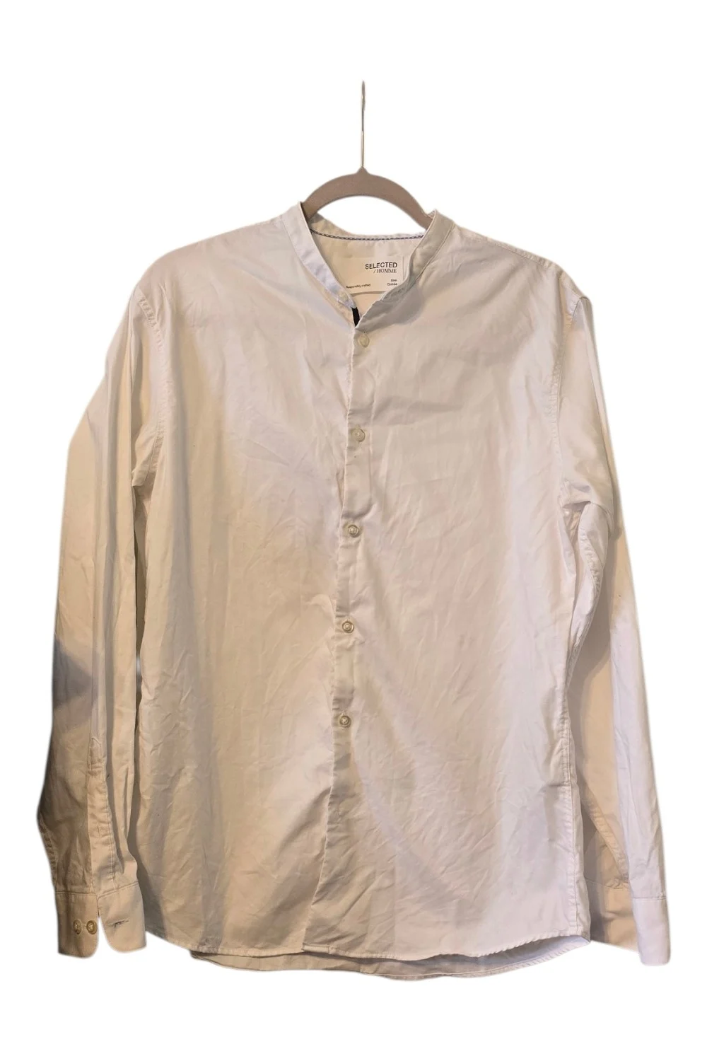 Selected Homme White Mandarin Collar Shirt | Slim Fit