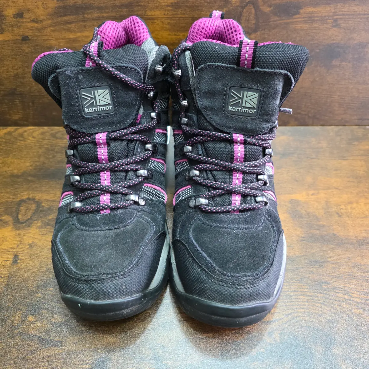 Karrimor Aspen Mid V Waterproof Walking Boots UK 4 Black Pink Vibram Hiking
