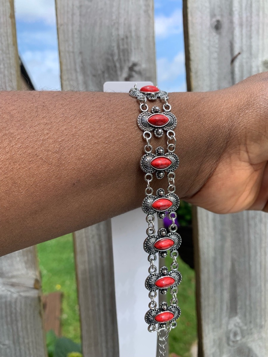 Vintage Boho Red Statement Bracelet for Women