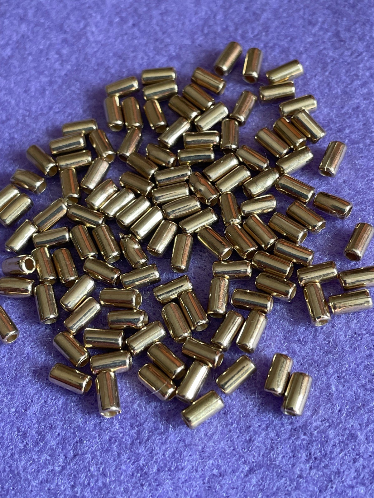 100 x Golden Tube-Shaped Beads for Crafting