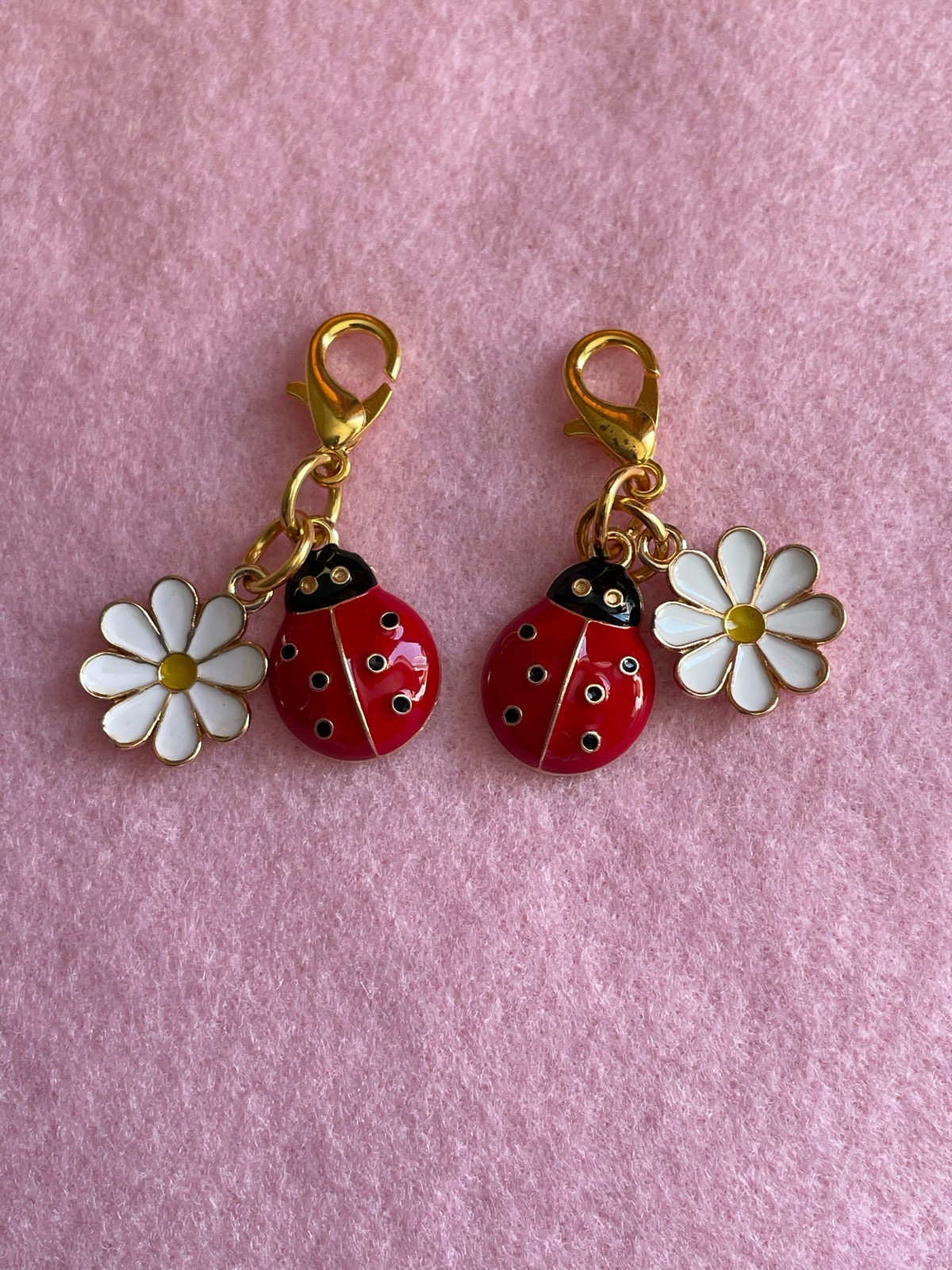 2 “Ladybird & Daisy” Enamelled Charms