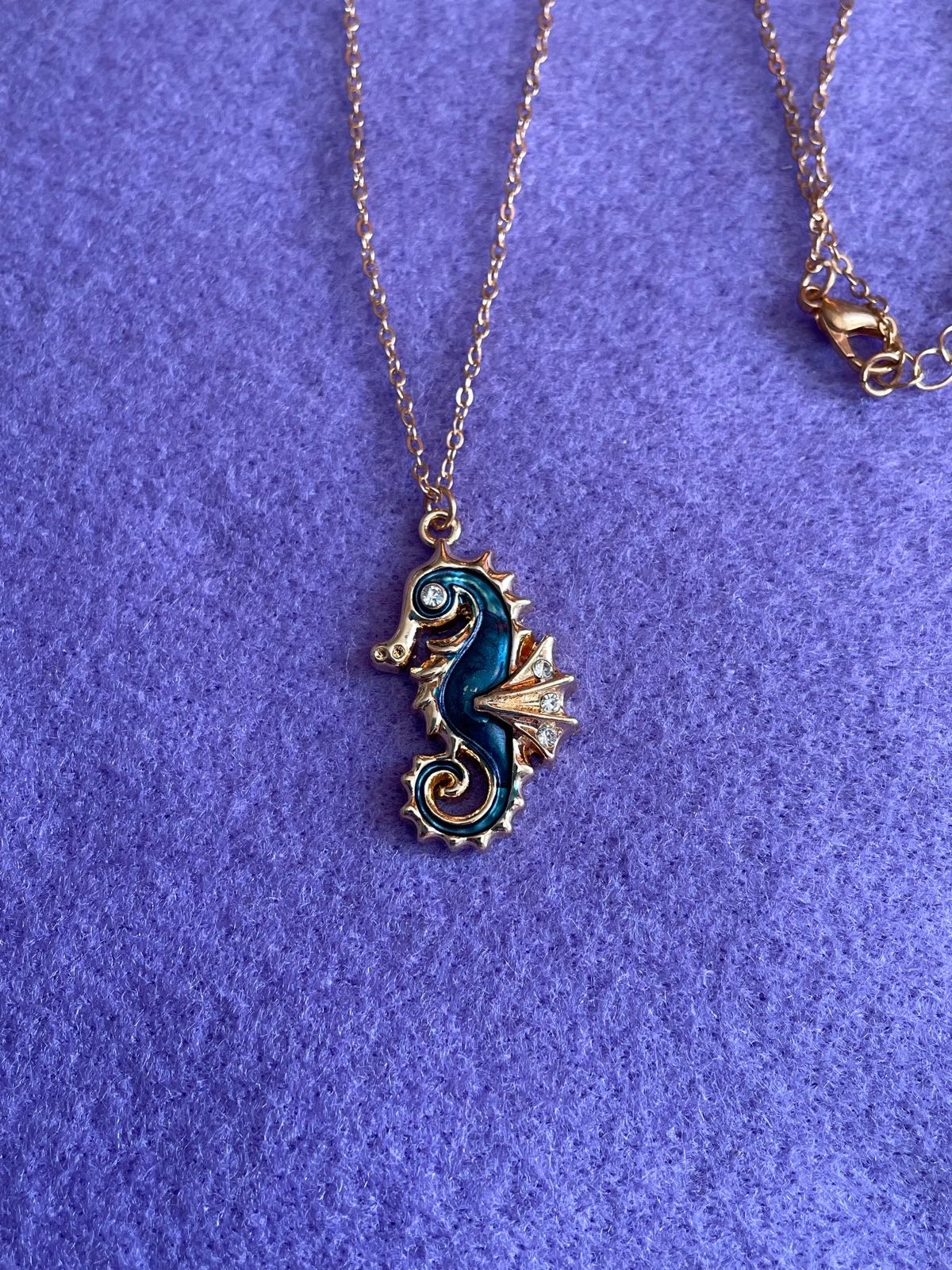 Turquoise Enamelled “Seahorse” Pendant Necklace