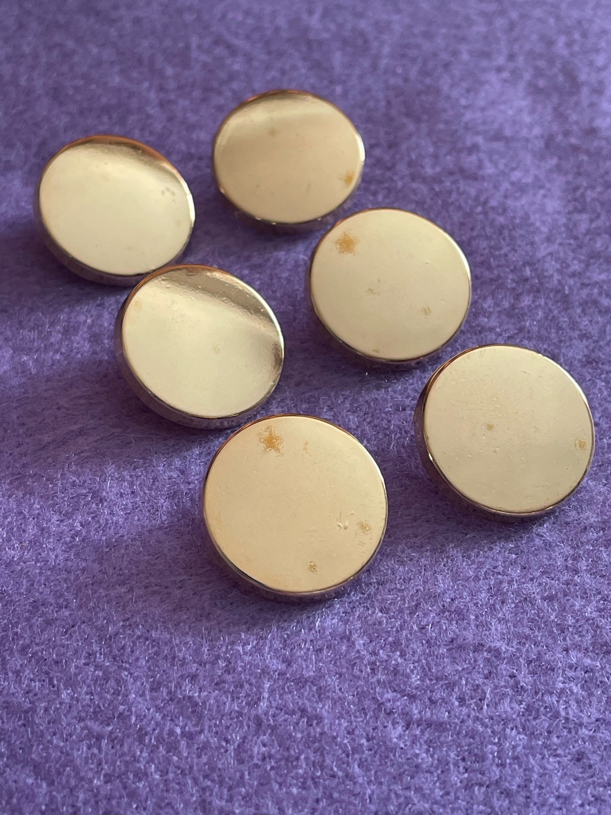 6 x Golden Polished Shank Buttons (20mm)