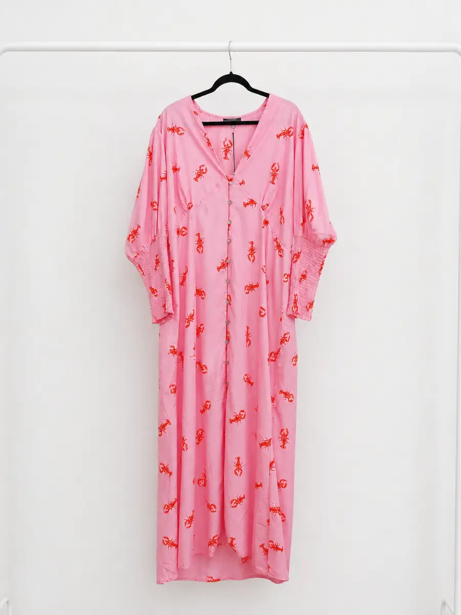 Never Fully Dressed Pink Lobster Print Midi Dress – UK 24 – New With Tags - Has Defects