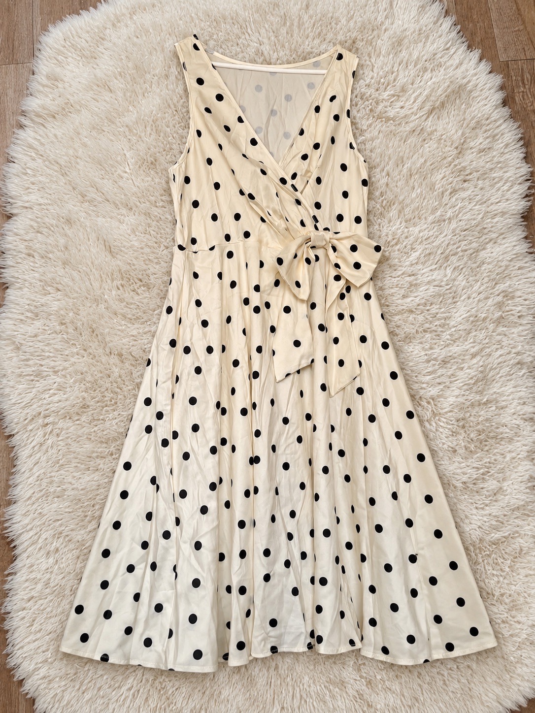 Tik tok Ivory & Black Polka Dot Wrap Dress