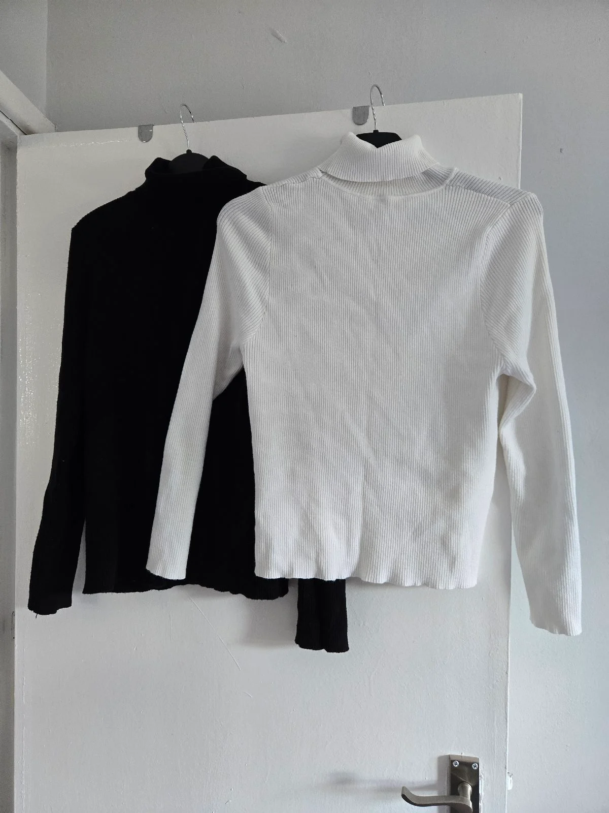 2 x Turtle neck ribbed tops - 1 black 1 white