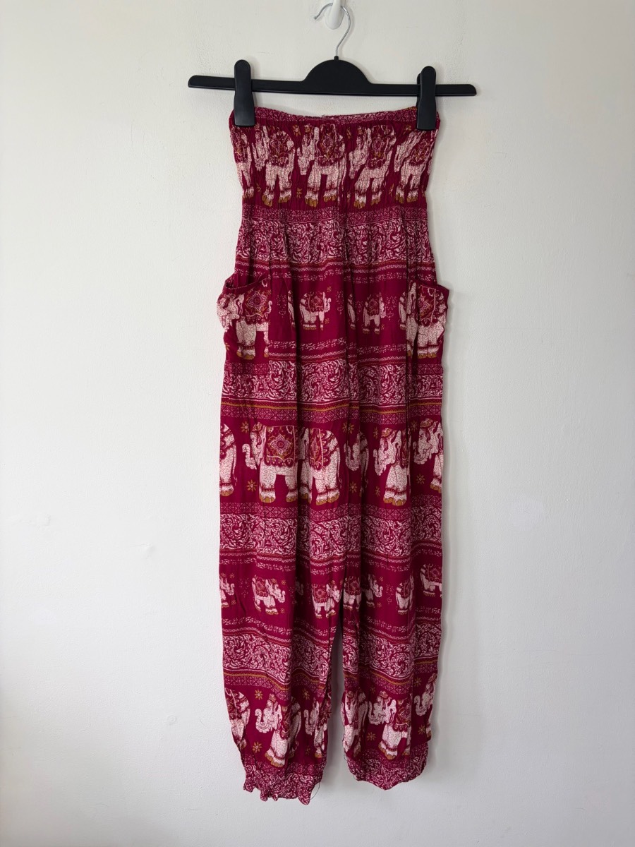 Boho Bohemian Women’s Red Elephant Print Harem Summer Trousers Size Small