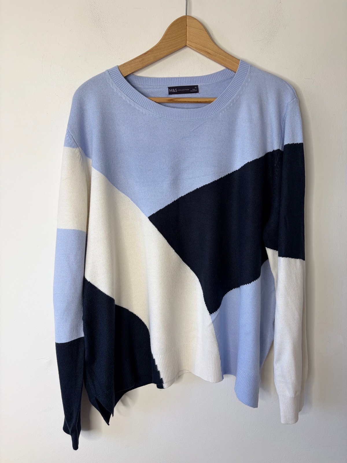 Marks & Spencer Women’s Colourblock Supersoft Thin Knitted Jumper Size 20