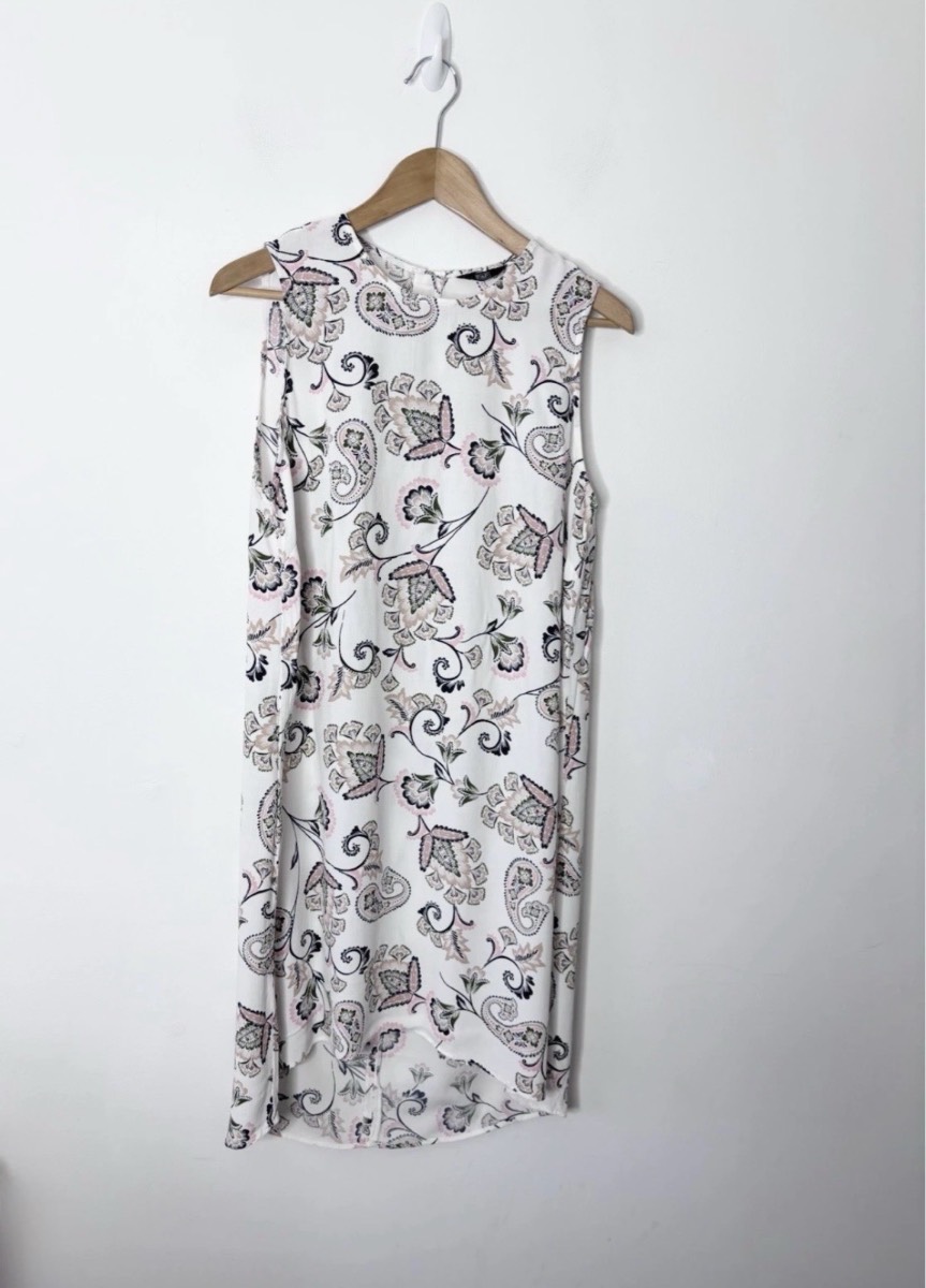 F&F Women’s White Paisley Print Sleeveless Dress Size 14 Holiday