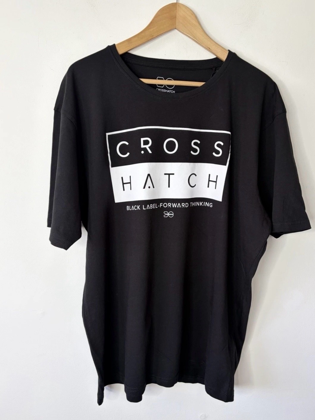 New CrossHatch Men’s Black Graphic Print Cotton T-Shirt Size XXL Present Gift
