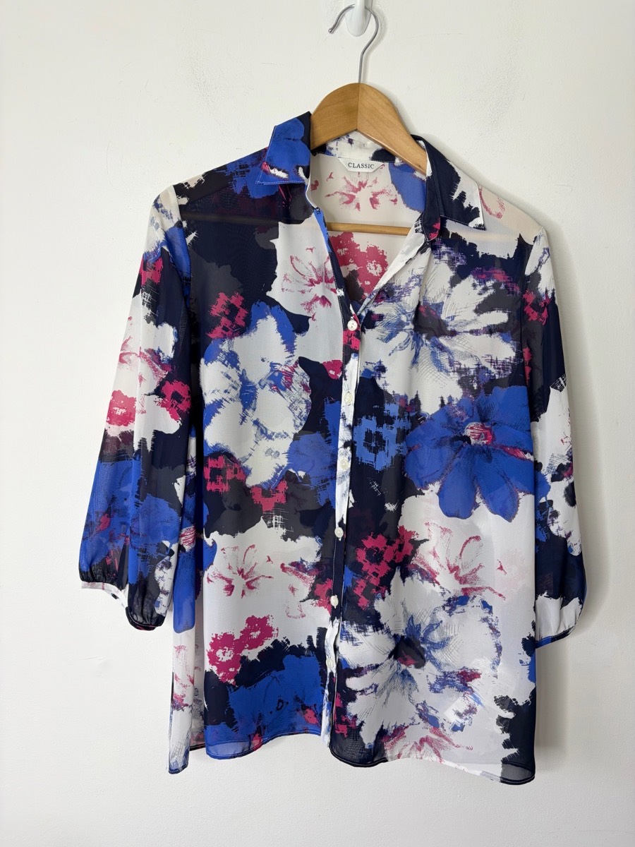 Marks And Spencer Women’s Multicoloured Floral Print Sheer Shirt Size 14