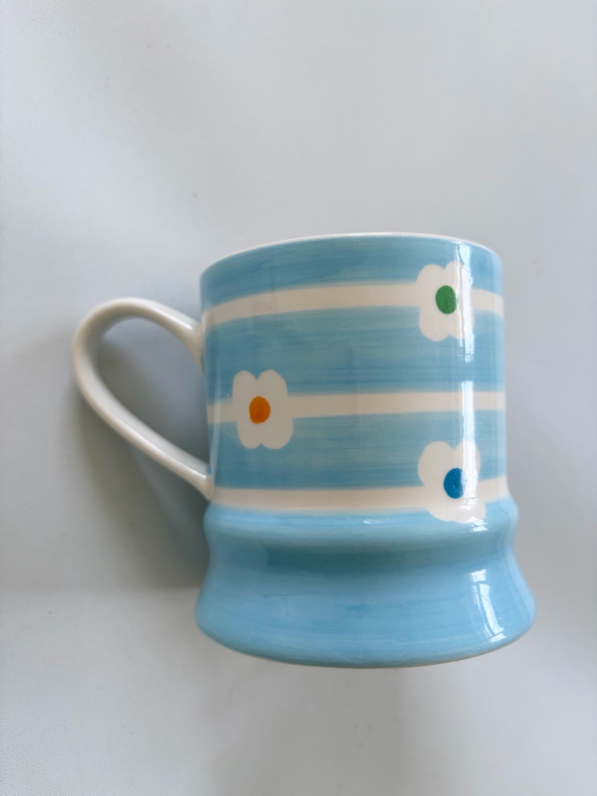Whittard Of Chelsea Blue Stripe Floral Print Tankard Mug