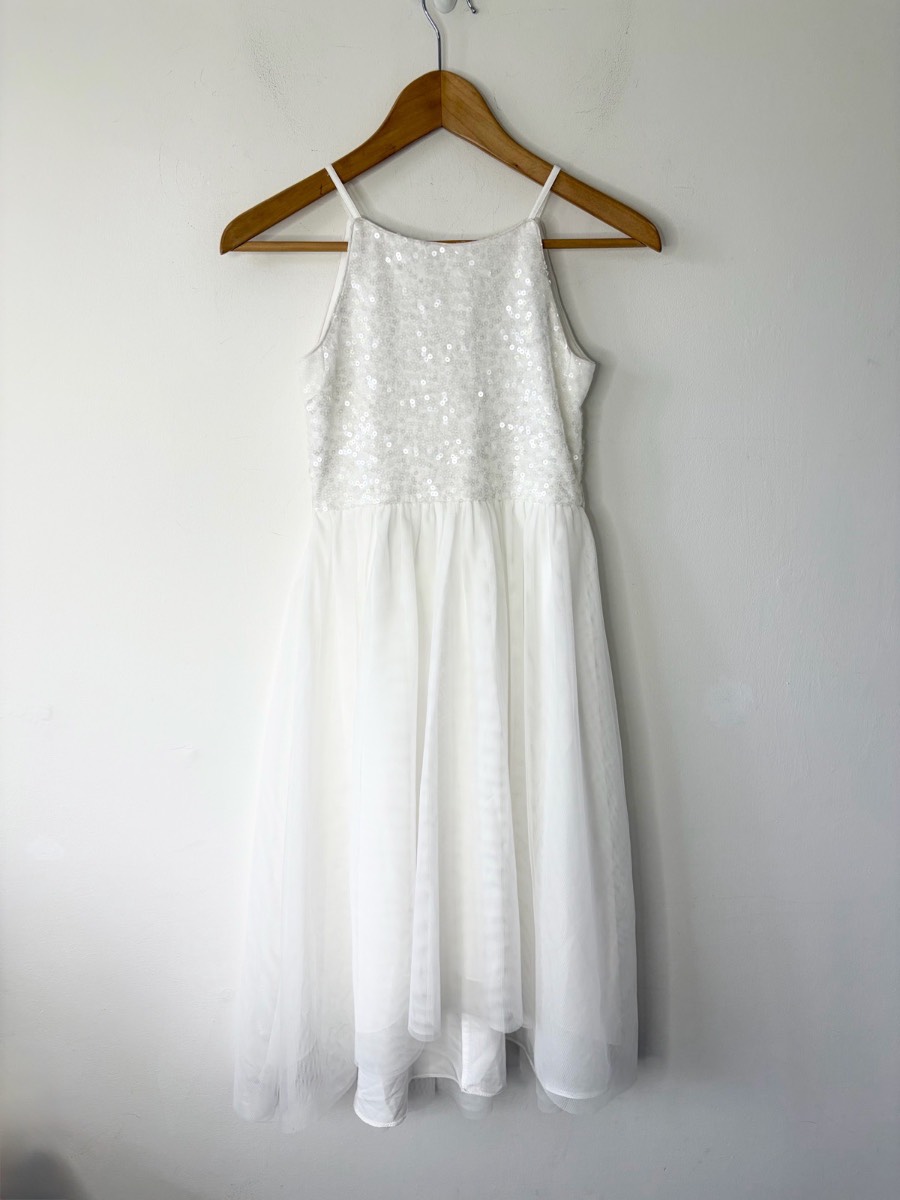 New Monsoon Girls Beautiful Ivory Sequin Bridal Bridesmaids Party Dress 10 Years