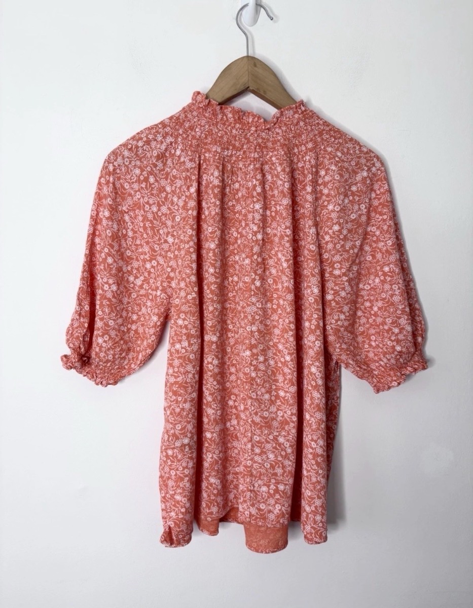 Marks And Spencer Women’s Orange Floral Print Summer Smock Top Size 16