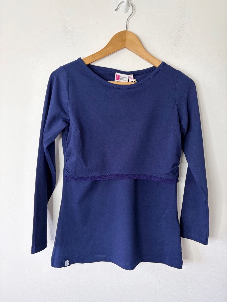 The BShirt Women’s Breastfeeding Maternity Organic Cotton Navy Blue Top Size 10