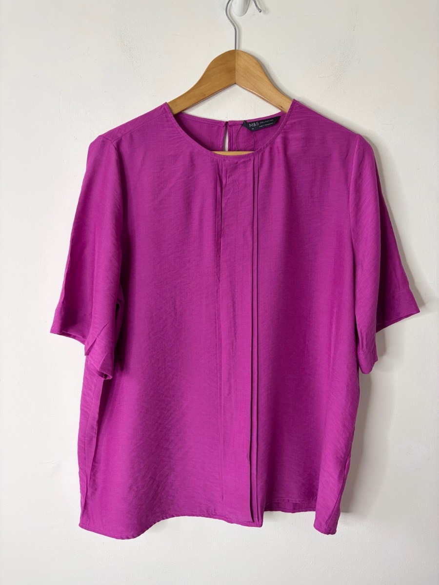 New Marks & Spencer Women’s Magenta Short Sleeved Summer Top Size 14