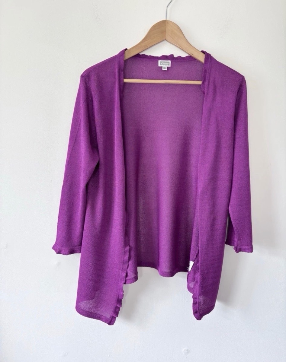 Y2K Vintage Etam Women’s Beautiful Dark Pink 3/4 Sleeve Cardigan Size 14