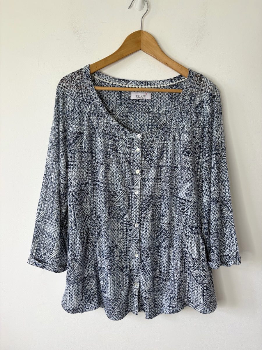 Per Una Women’s Boho Chic Patterned 3/4 Sleeve Top Size 20