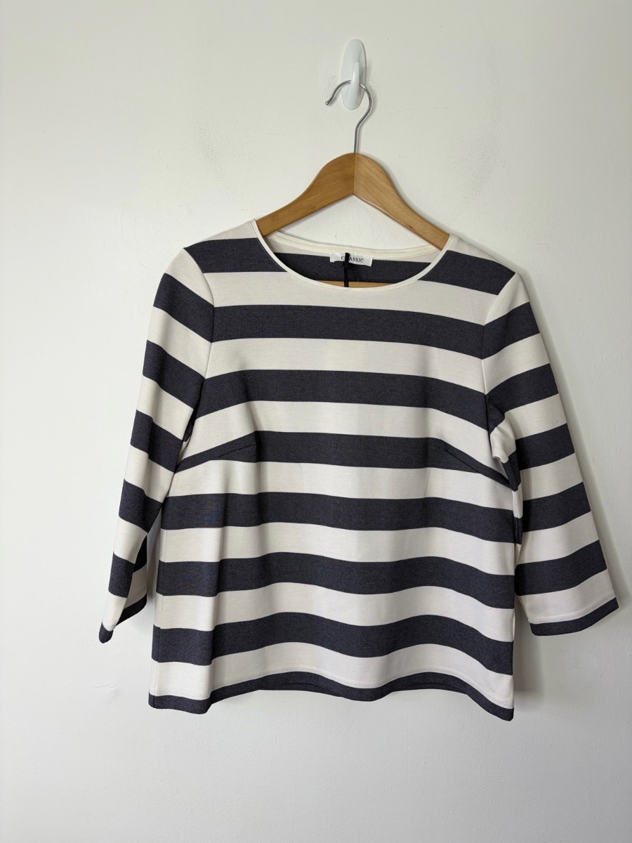 New Marks & Spencer Women’s Navy White Stripe 3/4 Sleeve Top Size 14