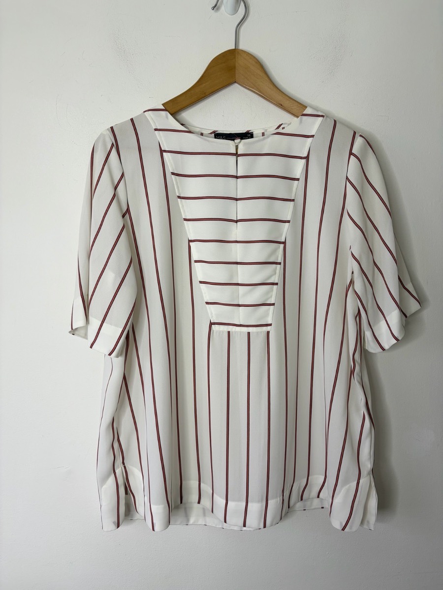 New Marks & Spencer Women’s Ivory Stripe 3/4 Sleeve Summer Blouse Size 14