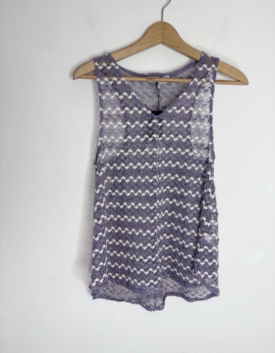 New Next Women’s Beautiful Purple ZigZag Knit Summer Vest Top Size 8