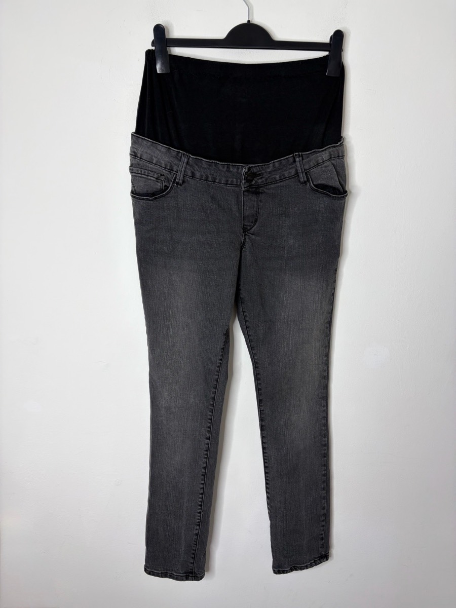 New Look Women Maternity Pregnancy Black Washed Out Skinny Jeans Size 12