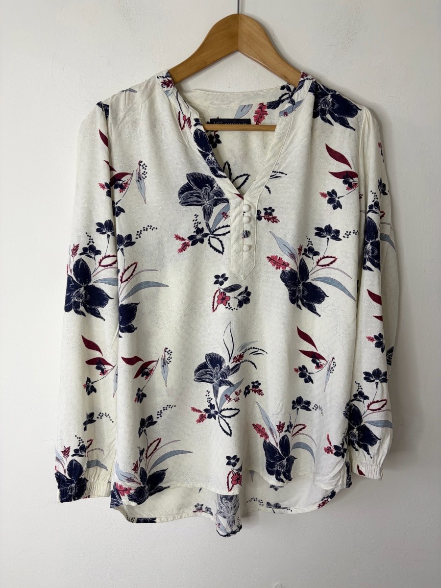 Marks & Spencer Women’s Ivory Flower Print Summer Top Size 14