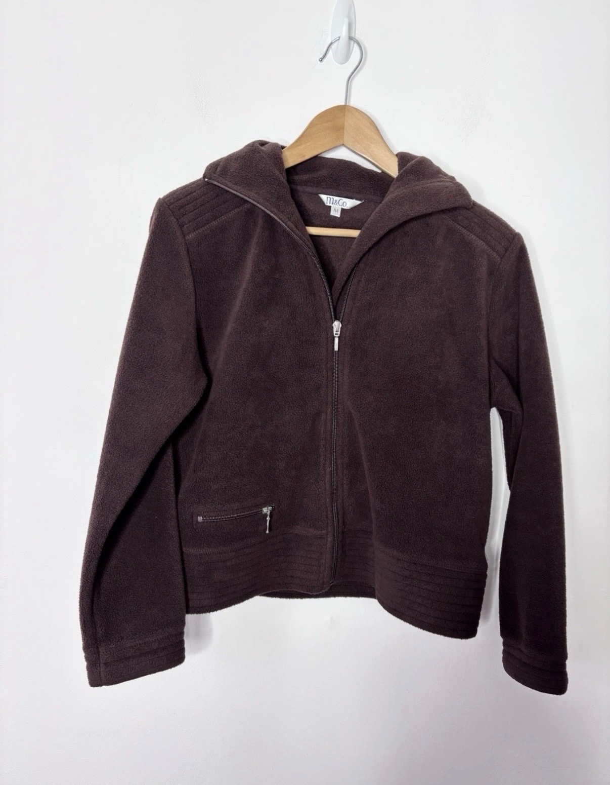 M&Co Women’s Brown Full Zip Autumn Winter Chunky Fleece Size Medium