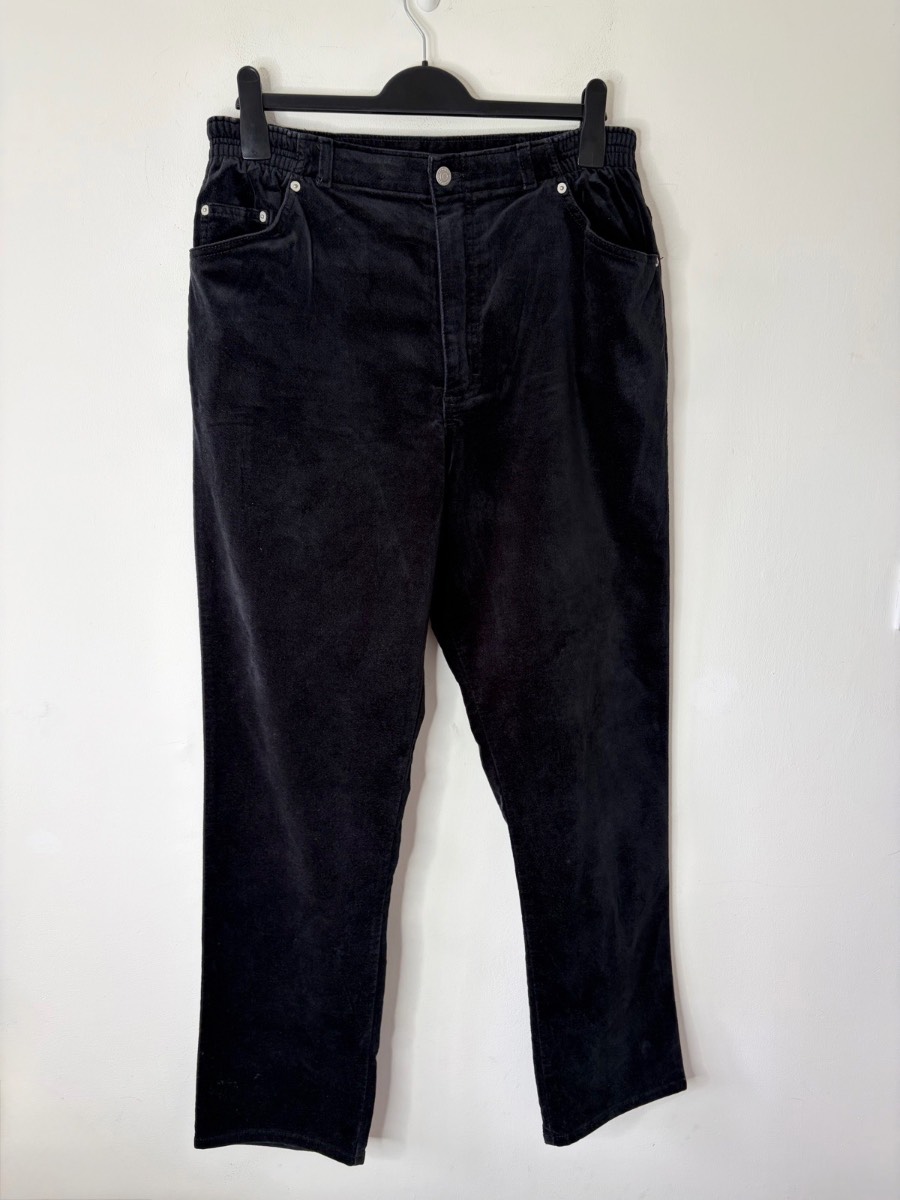Marks & Spencer Women’s Black Velvet Style Straight Stretchy Trousers Size 18