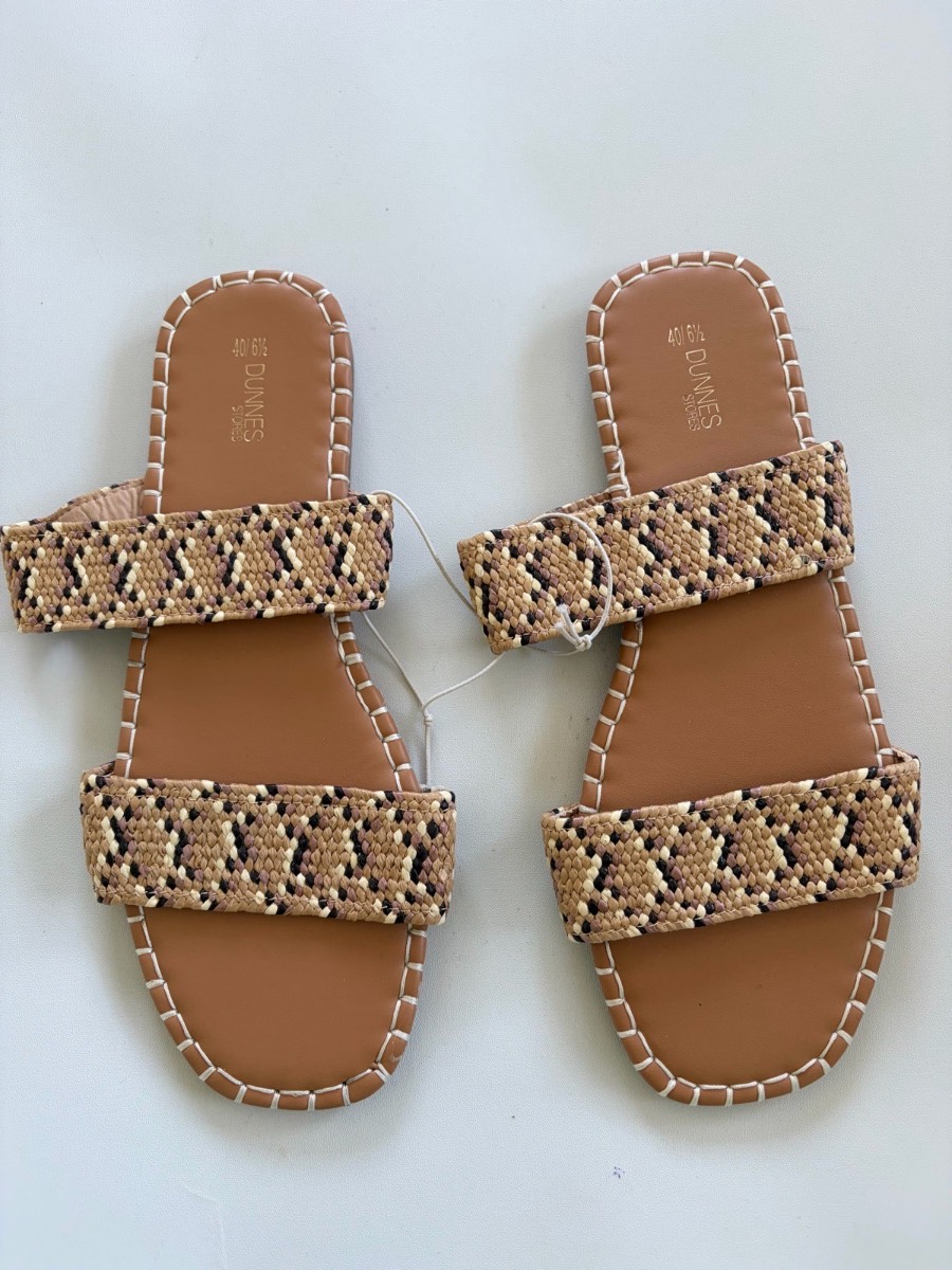 New Dunnes Stores Women’s Braided Pattern Slider Summer Sandals Size 6.5 Holiday