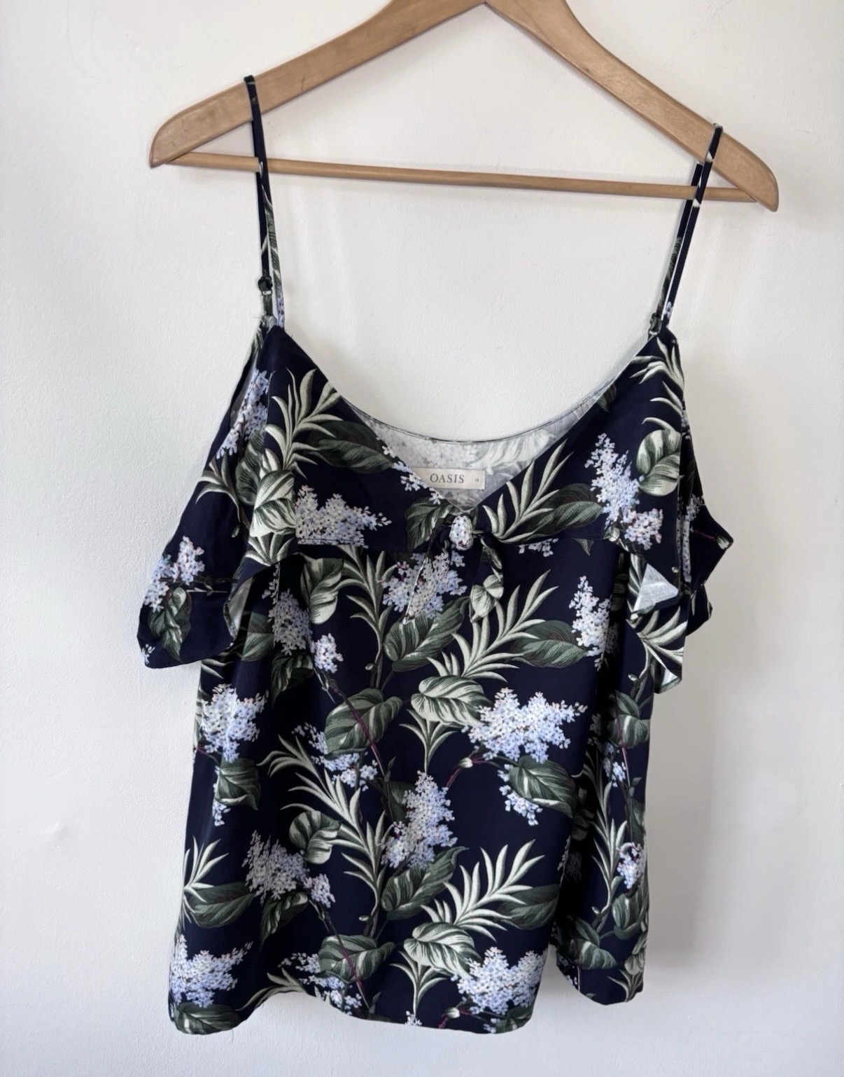 Oasis Women’s Vibrant Botanical Print Cold Shoulder Blouse Size 16 Summer