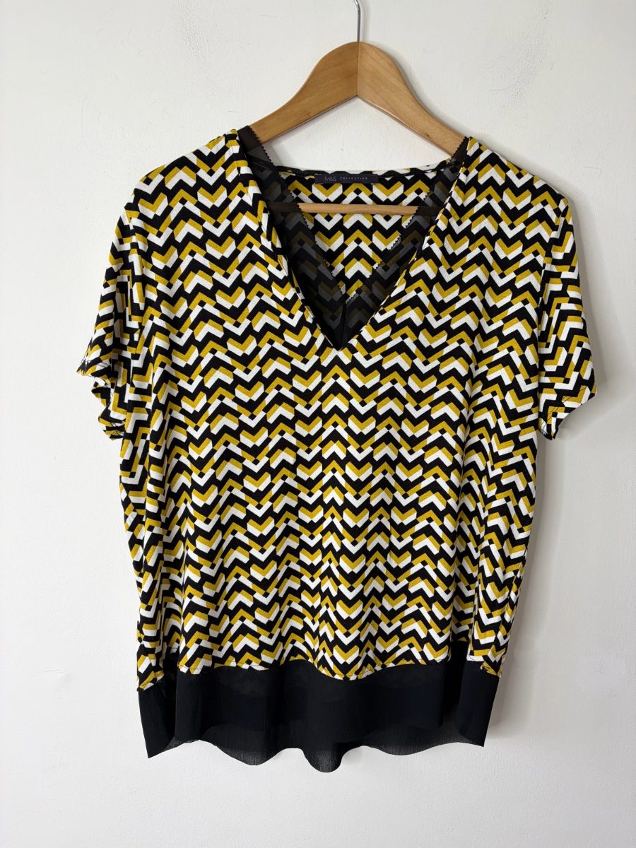 Marks & Spencer Women’s Yellow Zigzag Short Sleeved Summer Top Size 14