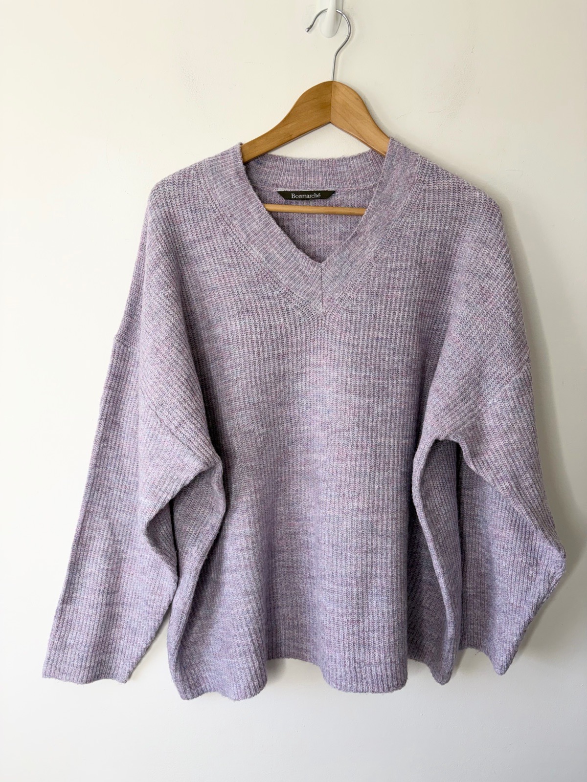 Bonmarche Women’s Lilac Knitted V-Neck Jumper Size 24