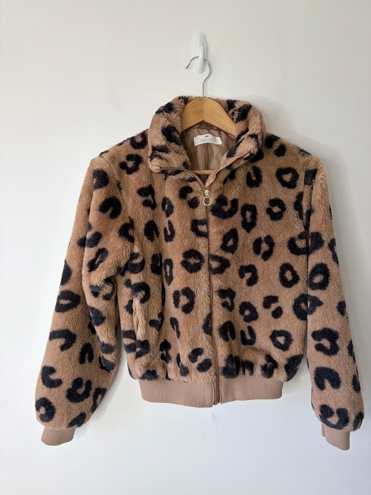 H&M Girls Leopard Print Faux Super Soft Bomber Jacket 12-13 Years