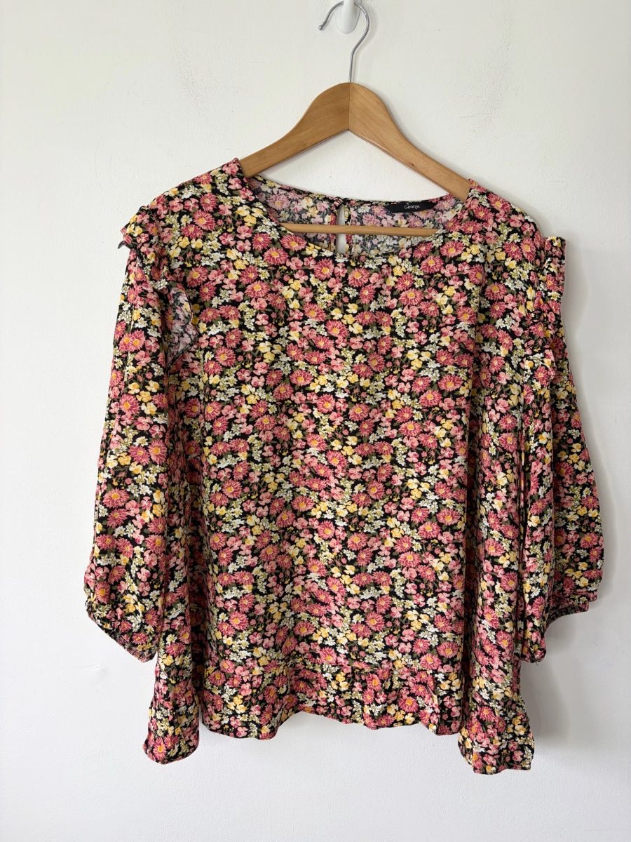 George Women’s Vibrant Multicoloured Ditsy Floral 3/4 Sleeve Top Size 24
