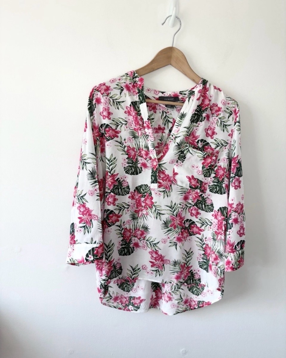 Primark Women’s Tropical Print Floral 3/4 Sleeve Summer Top Size 12