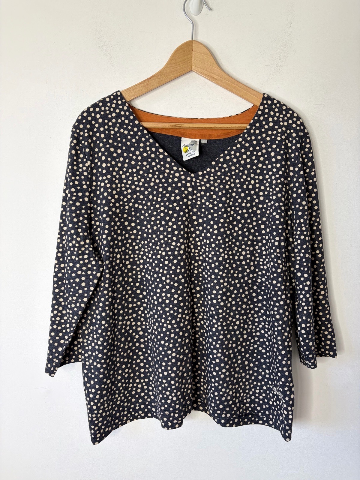 Weird Fish Women’s Nanaimo Eco Printed 3/4 Sleeve Jersey Top Size 18