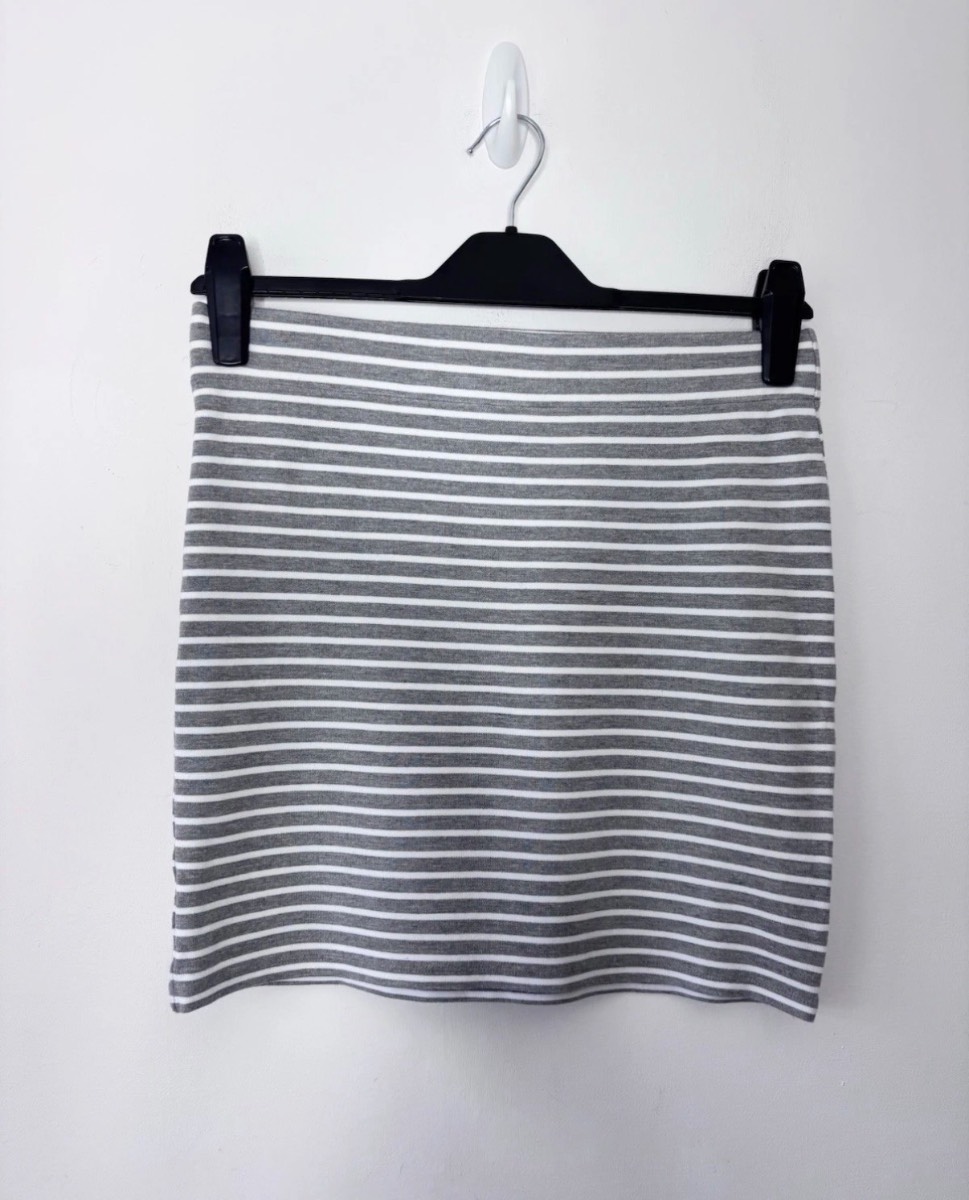 Jack Wills Women’s Grey White Stripe Jersey Mini Summer Skirt Size 12