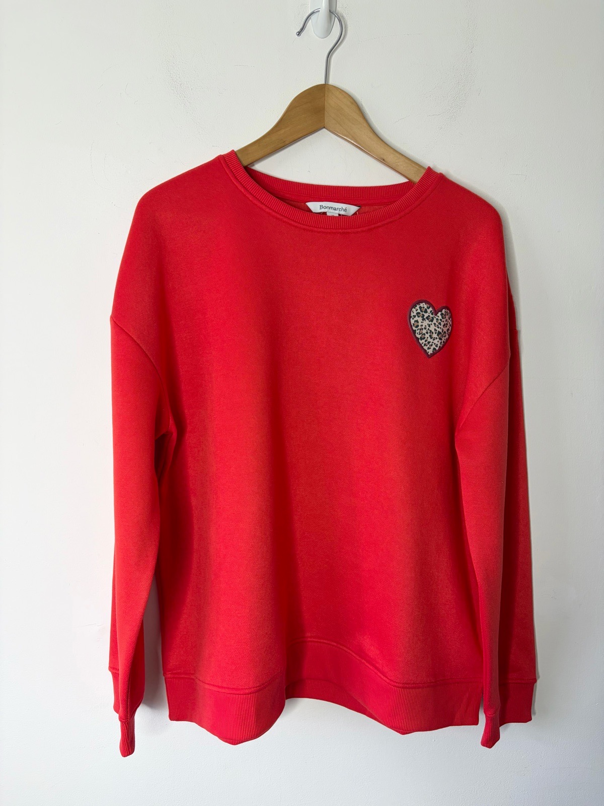 New Bonmarche Workmen’s Red Animal Print Heart Graphic Jumper Sweatshirt Size 14