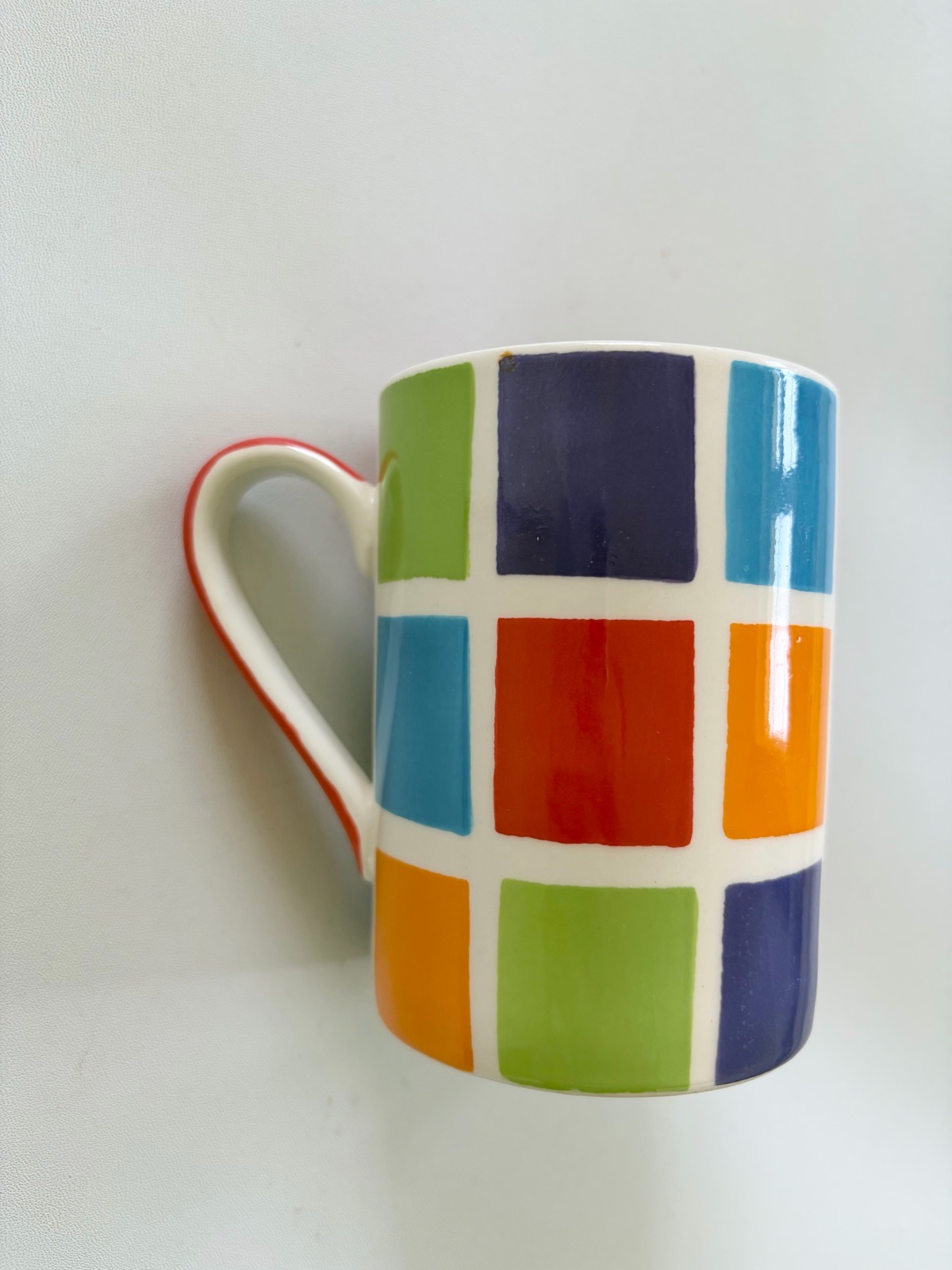 Whittard Of Chelsea Hand Painted Colourful Rainbow Mosaic Square Design Mug
